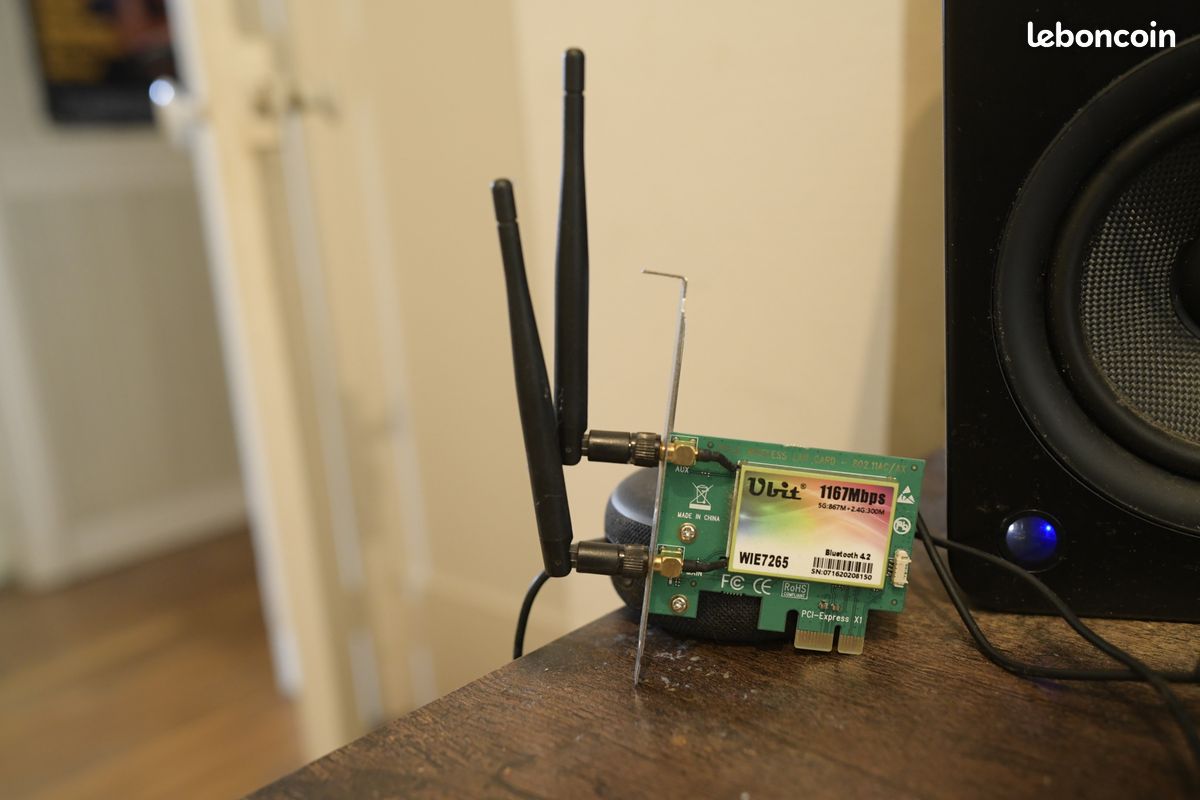 Carte WiFi PCIe Ubit WIE7265 – WiFi AC 1200 / Bluetooth 4.2 – 2 antennes (image 1)
