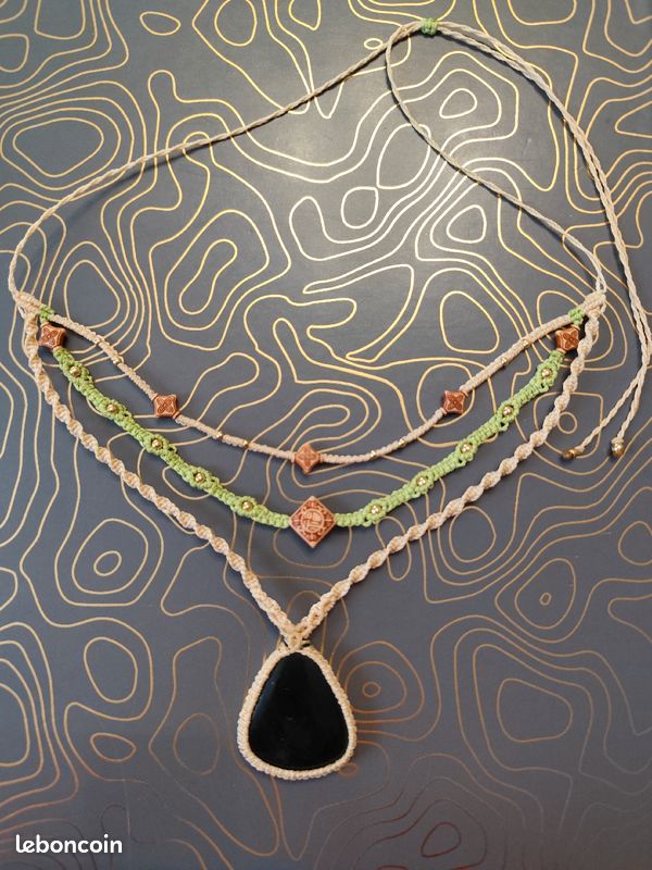 Collier Jade en micro macramé (image 2)