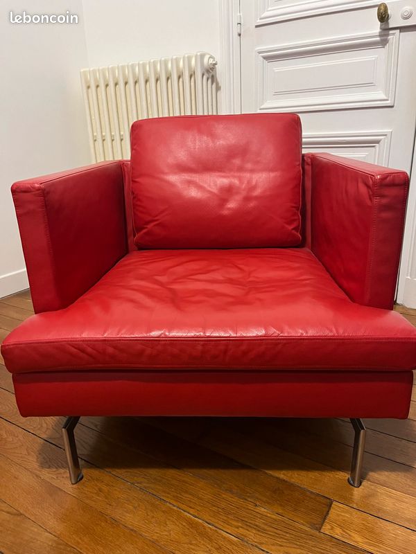 Fauteuil stricto sensu Didier Gomez en cuir rouge (image 5)