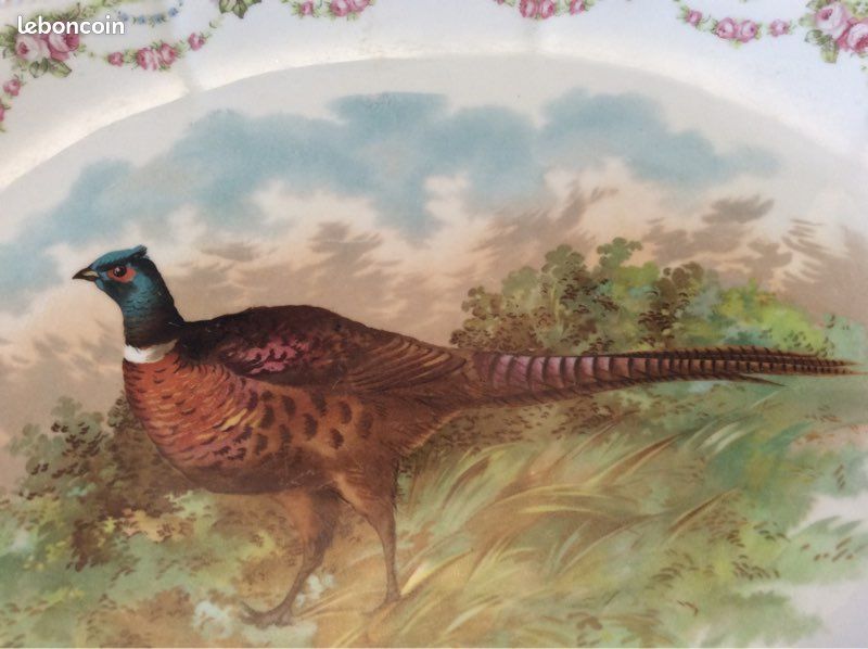 💜Vintage Chasse 1900 / Ancien Grand Plat a gibier en porcelaine ´Royal Austria´45 x 31 cm (image 5)