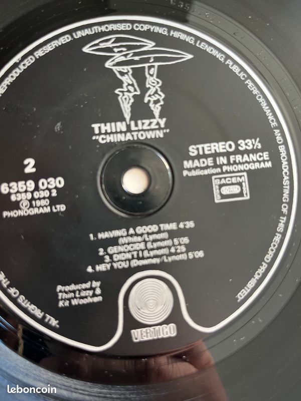 Album vinyle rock thin lizzy chinatown (image 3)