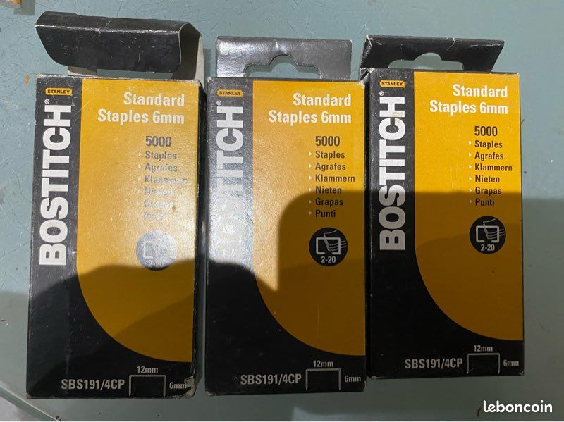 Lot de 3 boîtes d'agrafes Bostitch Standard 6mm SBS191/4CP neuf (image 1)