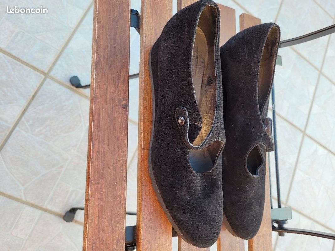 Chaussure femme 38 1/2 noire neuve Parlanti (italie) cuir peau velours beau modèle élégant (image 6)