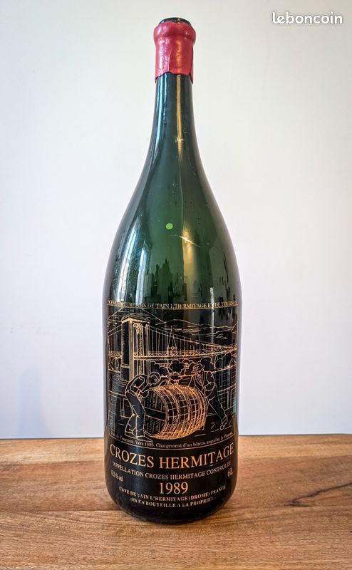 Bouteille vide Mathusalem 6L Crozes Hermitage 1989 sérigraphiée - Déco cave / bar (image 1)