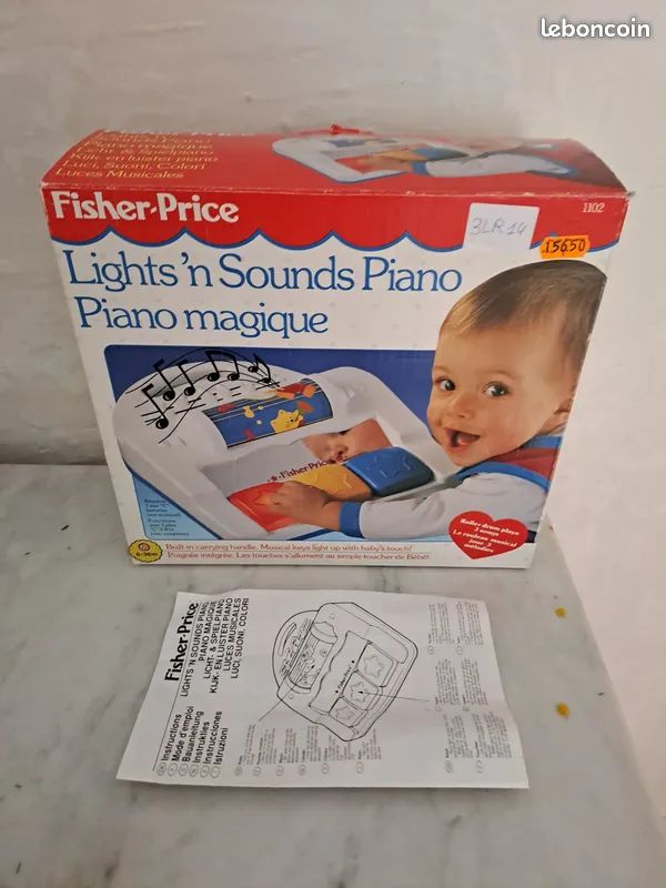 Piano magique lumineux fisher price vintage avec boite d'origine et notice (image 2)