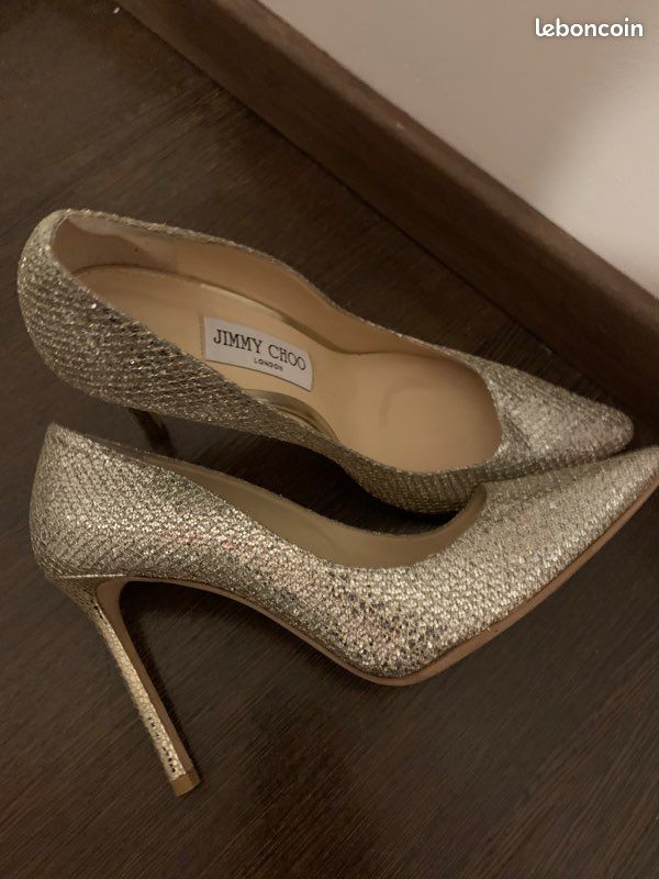 Escarpin jimmy cho paillette gris (image 1)