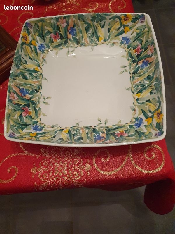 Saladier plat fleuri (image 1)