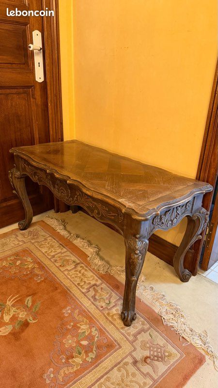 Banquette / banc ancien en bois sculpté style Louis XV – 97 cm (image 2)