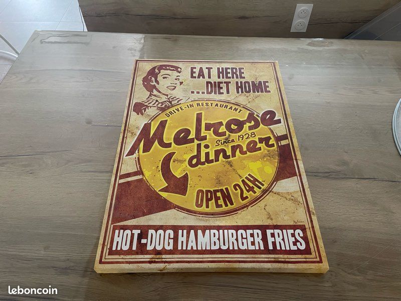 🍟 Tableau vintage “Melrose Diner” – style américain rétro (image 2)