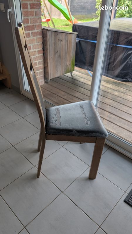 Lot de 6 chaises chêne massif et skai (image 3)