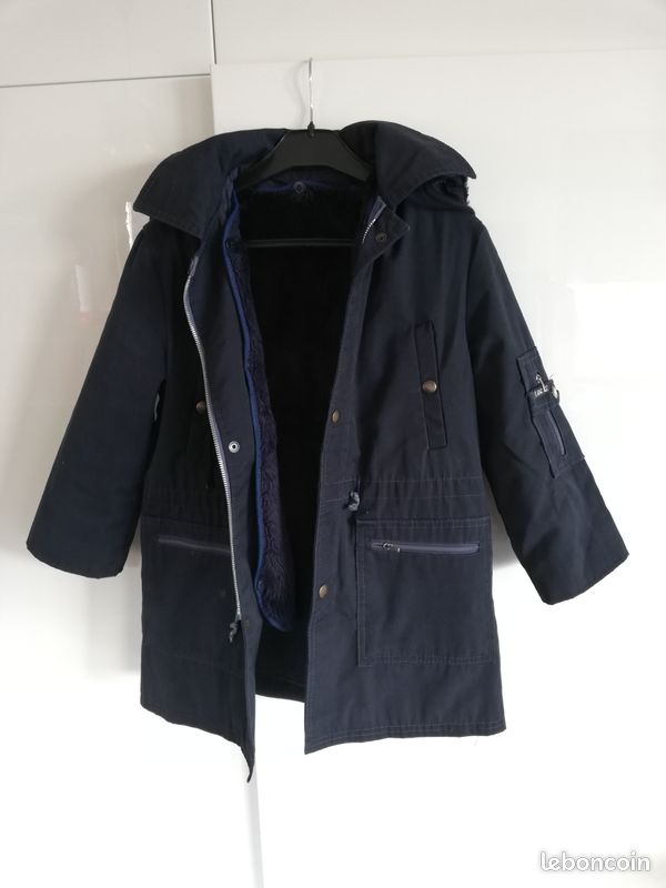 Veste toile bleu marine avec doublure et capuche amovible (image 1)