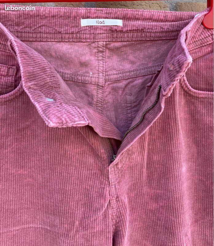 Pantalon à la coupe décontracté, en velours côtelé, vieux rose côtelé, Hod Paris, 27 US = 37 FR grand (image 11)