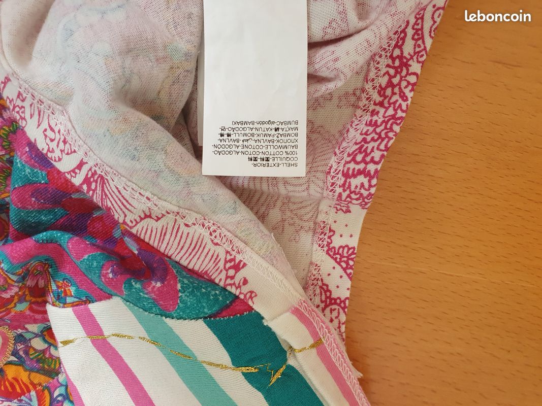 Robe manches courtes 6 ans fuchsia verte DESIGUAL (image 4)