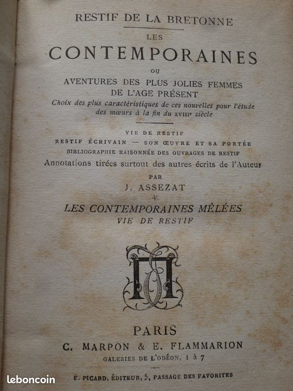 RESTIF DE LA BRETONNE ... LES CONTEMPORAINES ou AVENTURES DES PLUS JOLIES FEMMES DE L’AGE PRÉSENT (image 3)