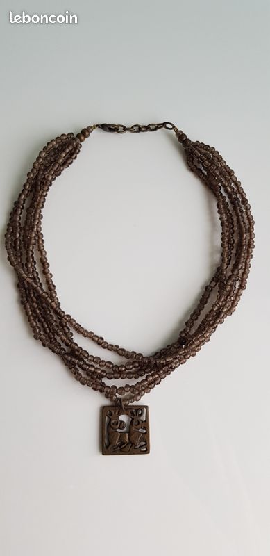 Collier Vintage Ethnique Césarée Paris - Laiton - Occasion (bon état)