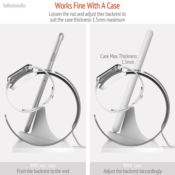 Socle chargement Compatible Apple Watch et iPhone (2 en 1) "Aluminium" (NEUF) (image 8)
