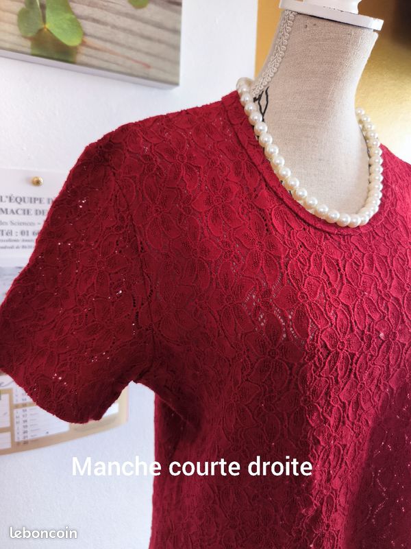Haut rouge Etam vintage dentelle (image 3)