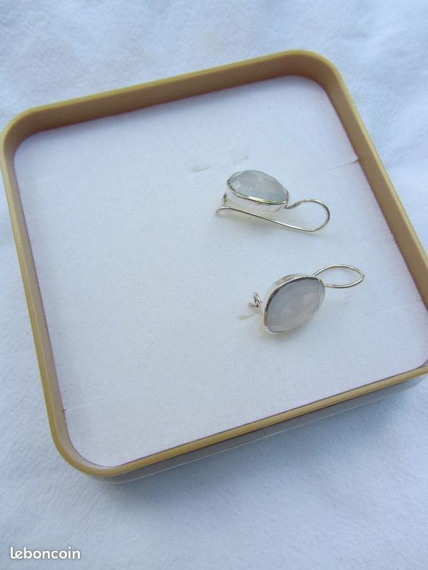 Boucles d'oreilles en argent et calcédoine véritables neuf (image 3)