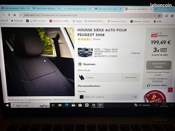 Housses de sièges pour Peugeot 5008 (modèle 2020) - Équipement auto