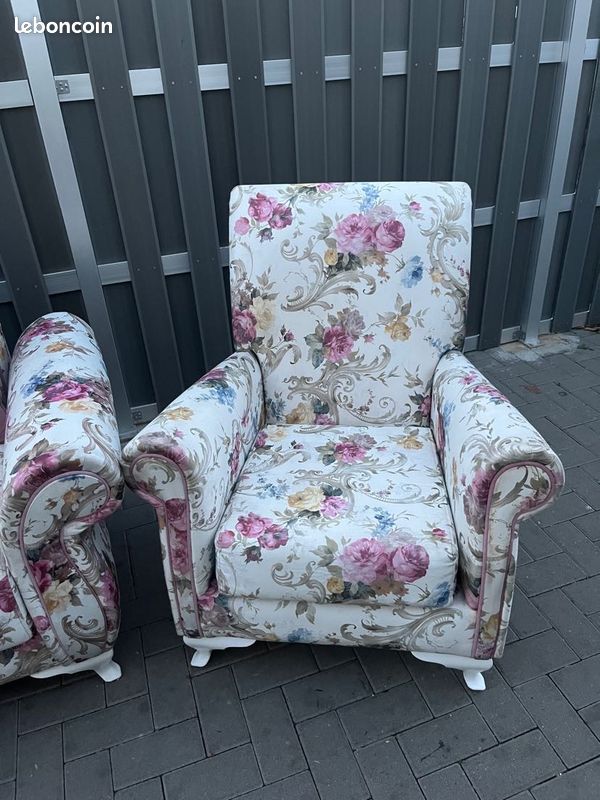 Canapé +fauteuil fleuri (image 2)