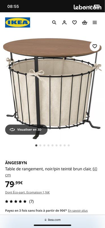 Table basse de rangement 60 cm noir IKEA ANGESBYN (image 7)