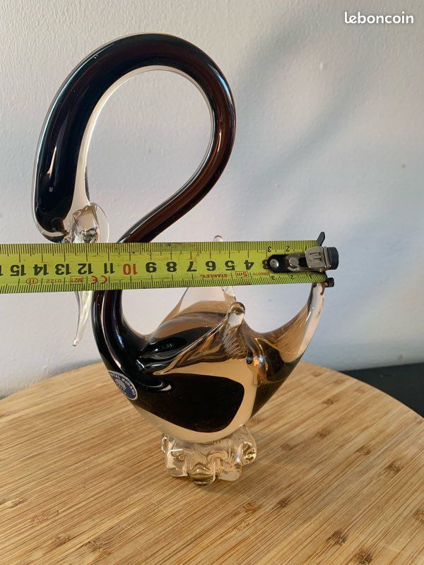Grande Sculpture En Verre Style Murano - Cygne Antique Multicolore 37cm Aubaho