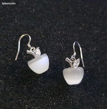 Boucles D'oreilles Enfant En Argent 925 - Forme Pomme - Neuves Avec étiquettes