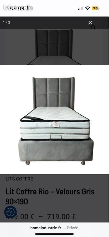 Lit coffre 90x190 (image 2)
