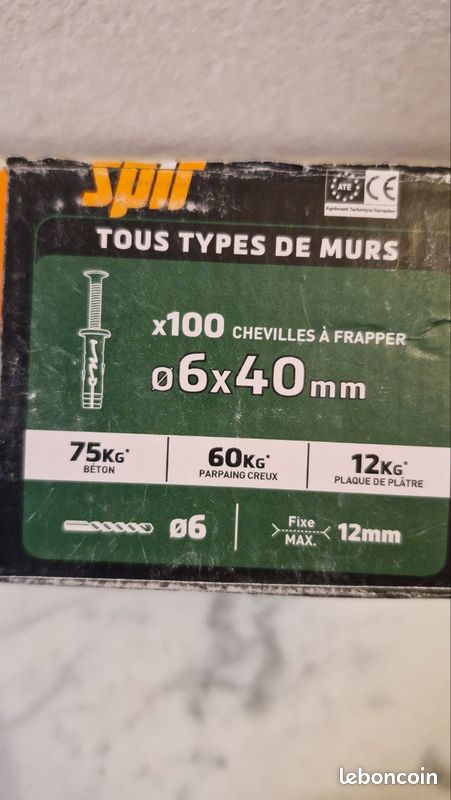 Lot vis placo, auto-foreuse, Gix , chevilles à frapper (image 9)
