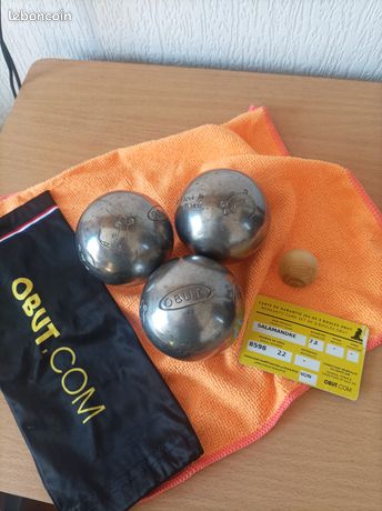 Triplette De Boules De Pétanque Obut 2 étoiles - Modèle 735 J78, Acier Carbone, Occasion, Fabriqué En France