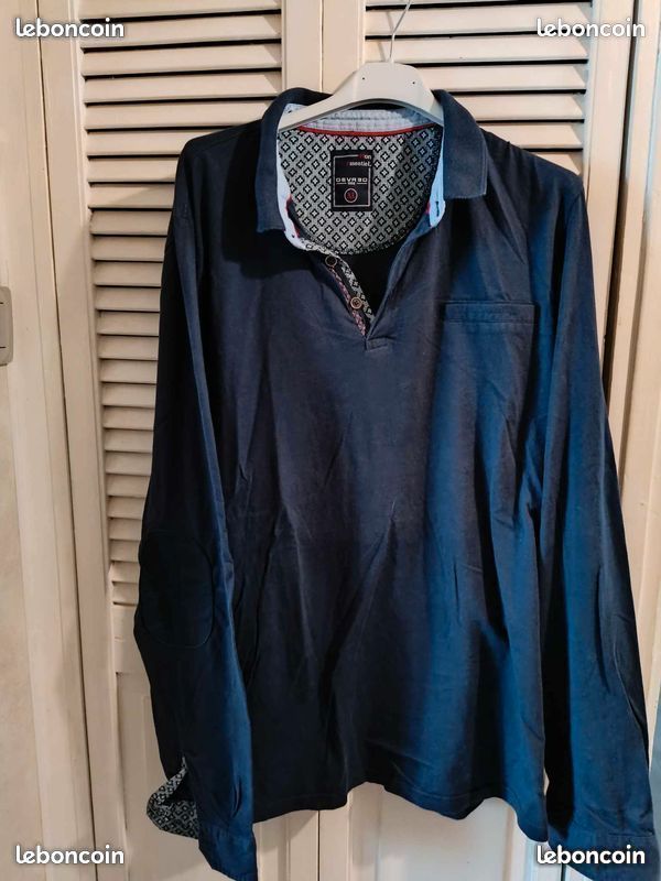 Chemise Homme Devred - Manches Longues Bleue à Carreaux - Taille 2XL (XXL) Ajustée - Neuf Avec étiquettes