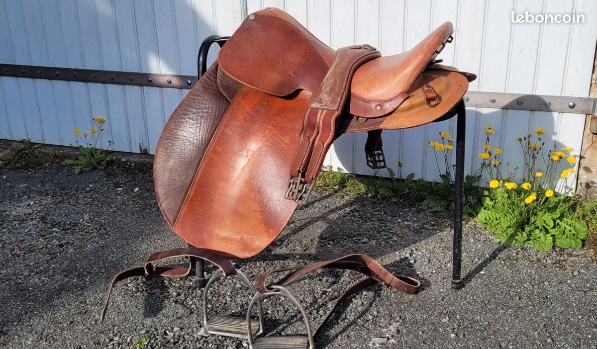 Selle de cheval en bois sculpté à la main:: rare et ancienne sur