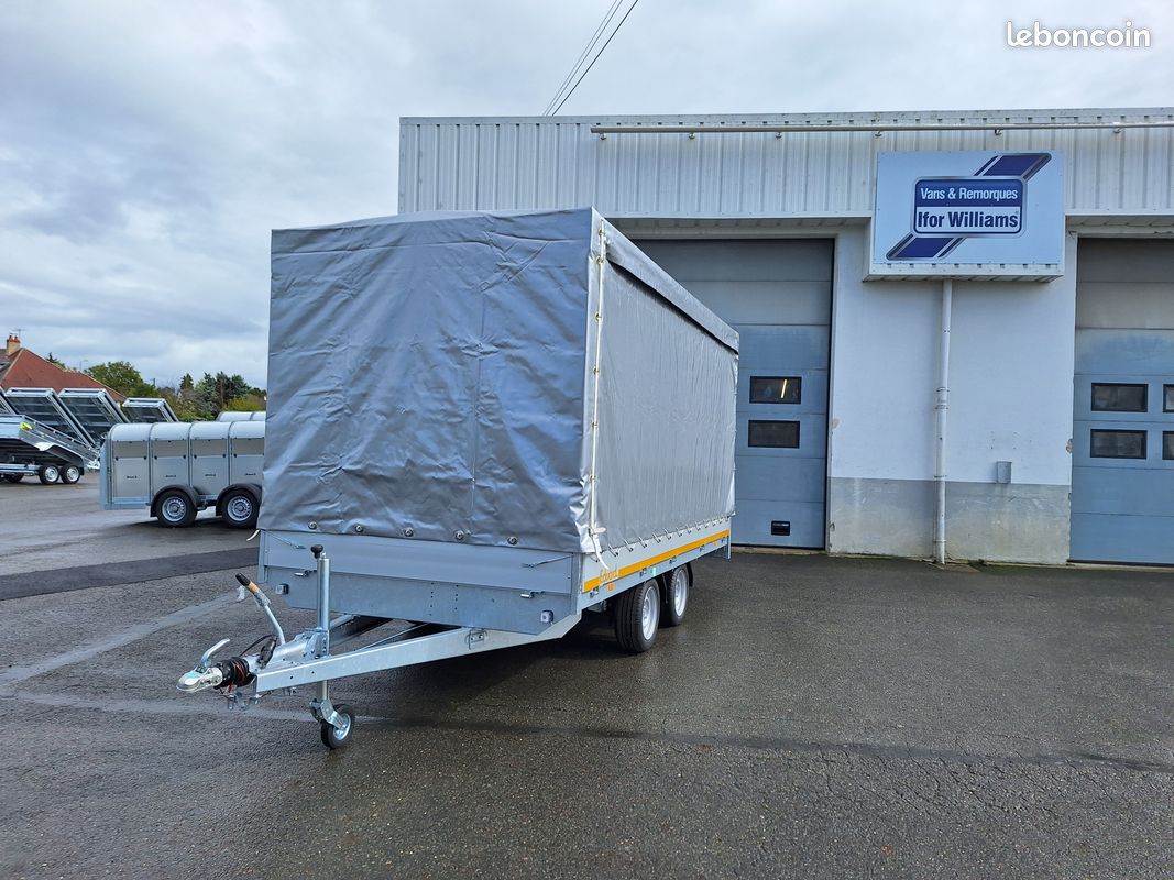 Camion Renault JM 240 Plateau Ridelles Bâché + Remorque – Échelle 1:10 – Tôle