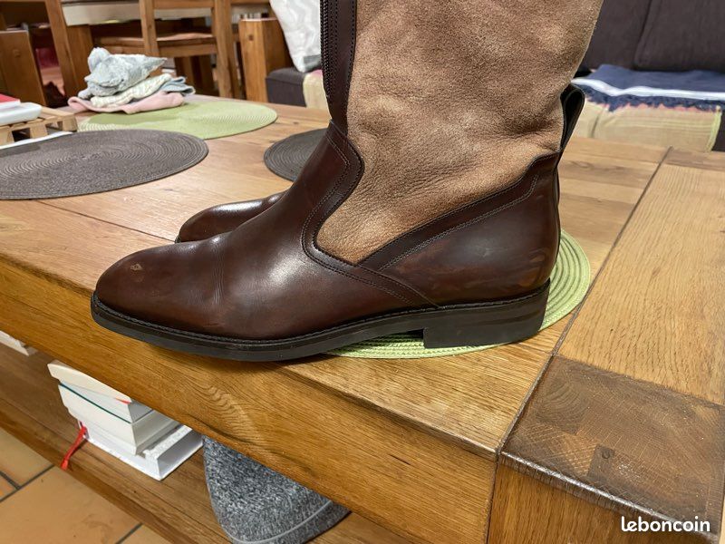 Bottes Santoni Pour Homme Taille 7.5 UK (41.5 EU) - Neuf En Boîte - Cuir Brun, Doublure Fourrure