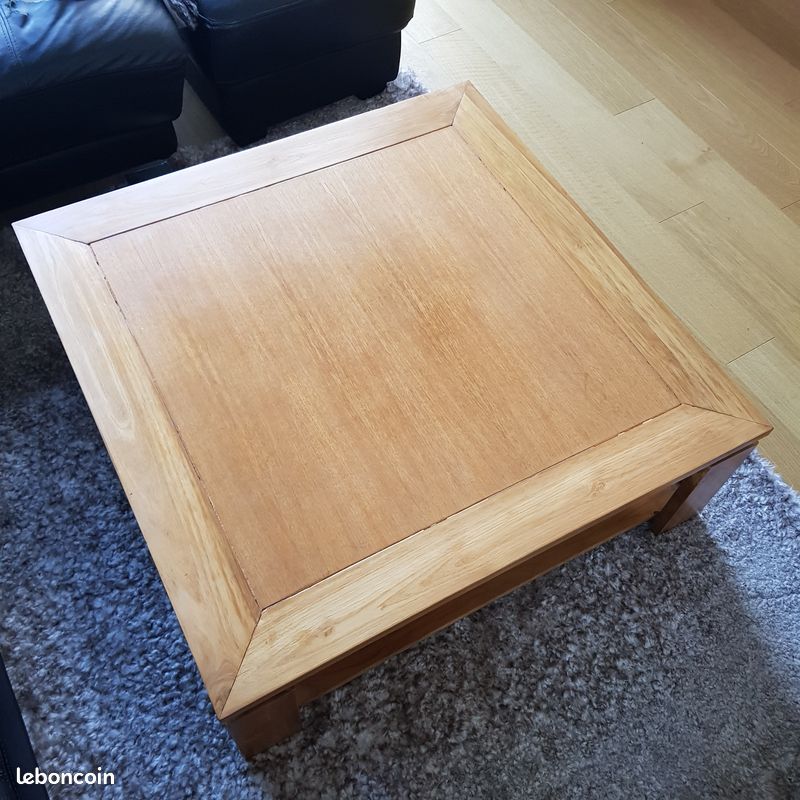 Table basse en bois double plateau 90x90cm BISHO (image 3)