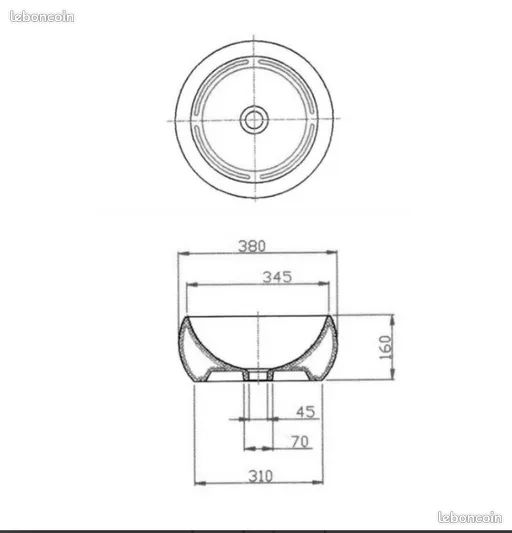 Vasque forme bol blanc 38 cm (image 3)