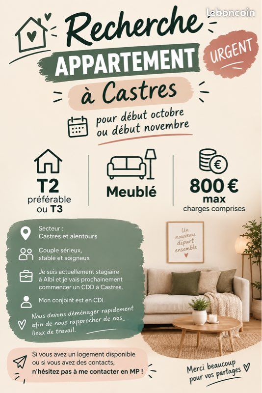 Appartement 2 pièces 62 m² · à Castres · 62 m² · 800 €/mois