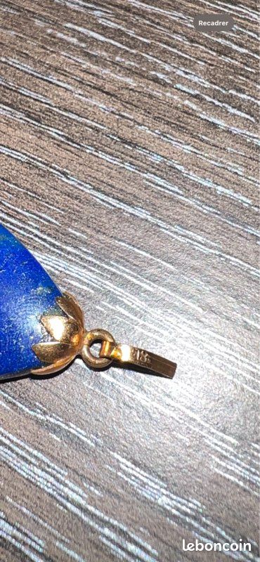 Pendentif Fait Main En Lapis-Lazuli Poire - Serti Argenté - Bijou Vintage Unique - Inde