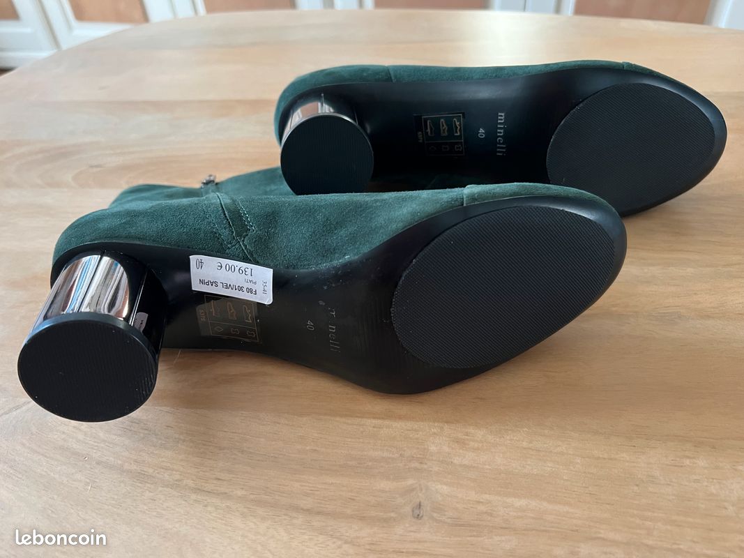 Eram Talon Bottines Femme Vert Sapin Bottines Vertes Minelli