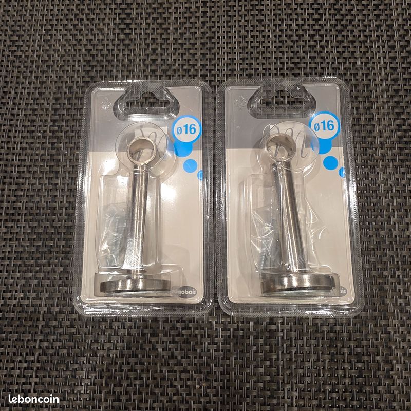 Lot de 2 Supports Tringle à Rideaux Mobois Ø16 mm – Chromé Brossé (Neufs) (image 1)