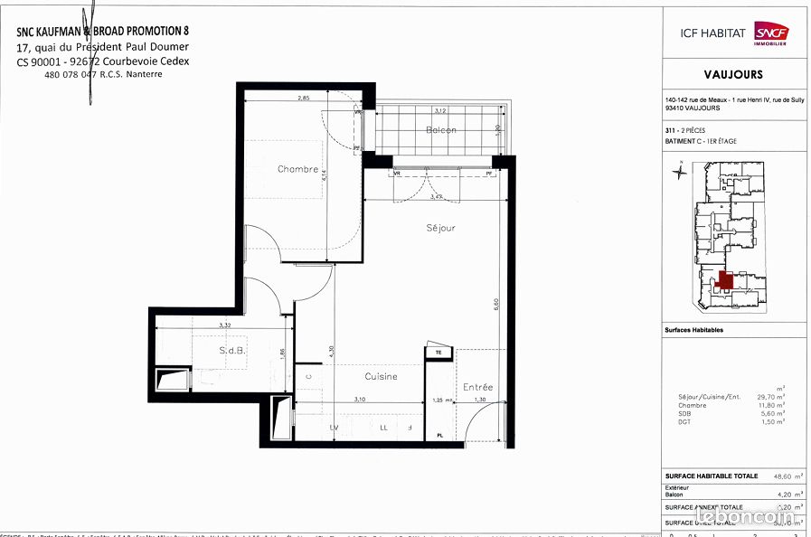 Appartement 2 pièces 49 m² · à Vaujours · 49 m² · 881 €/mois