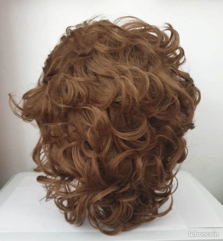 Perruque Synthétique Longue Brun Foncé Bouclée Avec Frange - 55cm, Bonnet Moyen +4