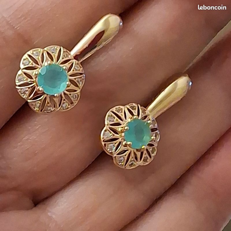 Boucles D'oreilles Belle Epoque Dormeuses Feuille Floral