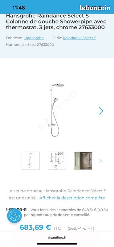 Colonne douche thermostatique neuve (image 1)