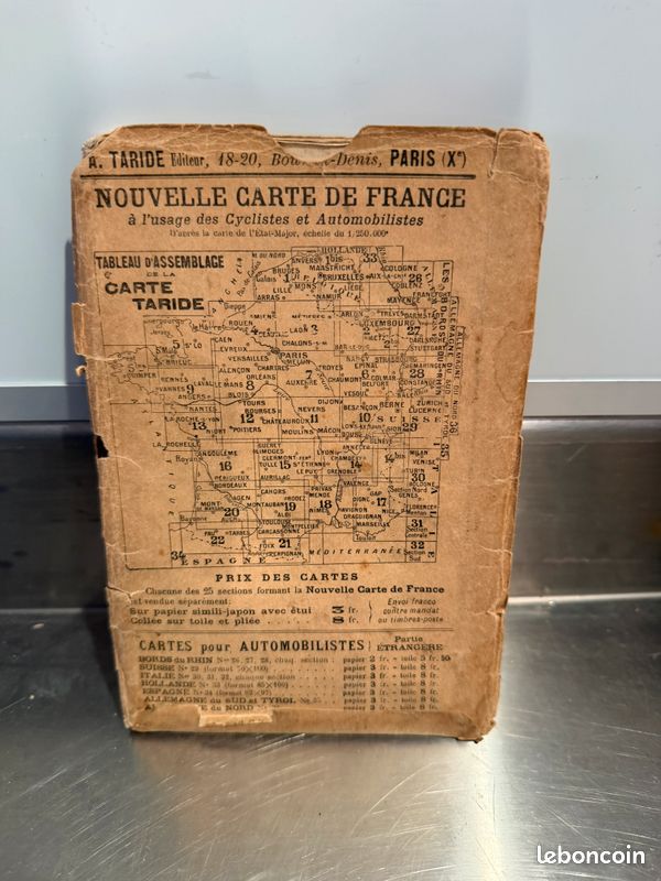 Carte Routière Taride Centre Ouest - N°12 - 1908 - Avec Pochette N°8