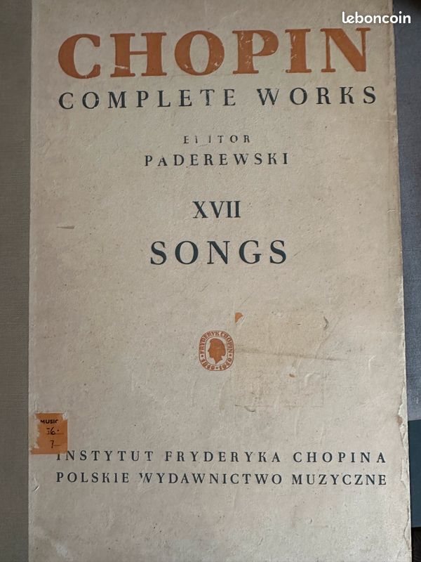 Chopin Melodies pour voix solo et piano. Édition reliée (image 1)