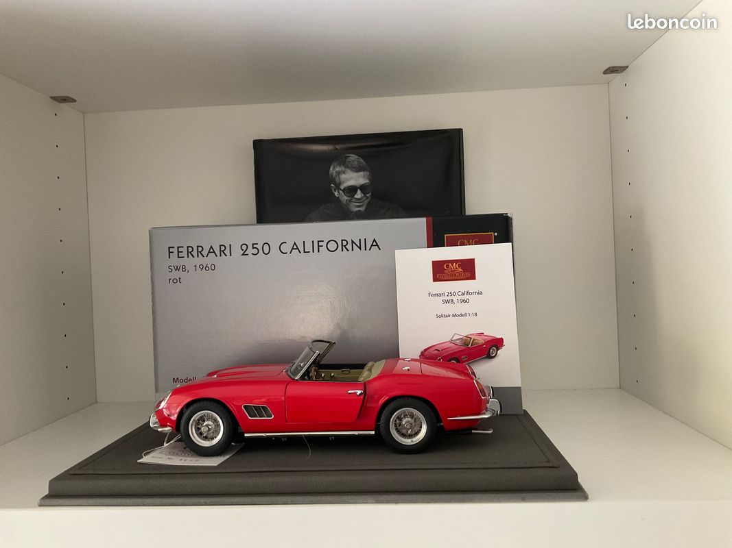 Rare. Ferrari 250 GT California swb 1960. Rosso/intérieur cuir tabac. Limited édition (épuisé) 1:18 CMC no looksmart, amalgam, BBR, exoto (Livraison gratuite) (image 12)