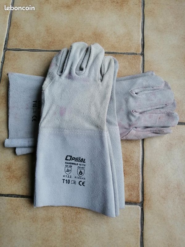 Gants De Travail En Cuir AH 1812 - Manchette Simple Naturel Taille 10.5 Lot De 10