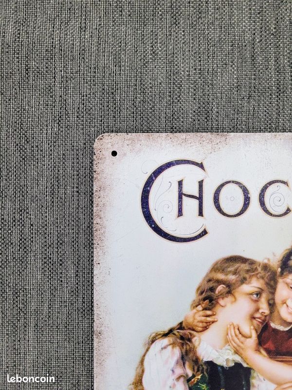 Grande Plaque Murale Métal Panneau Chocolat Des Gourmands – 51x38 Cm – Antic Line, Neuve