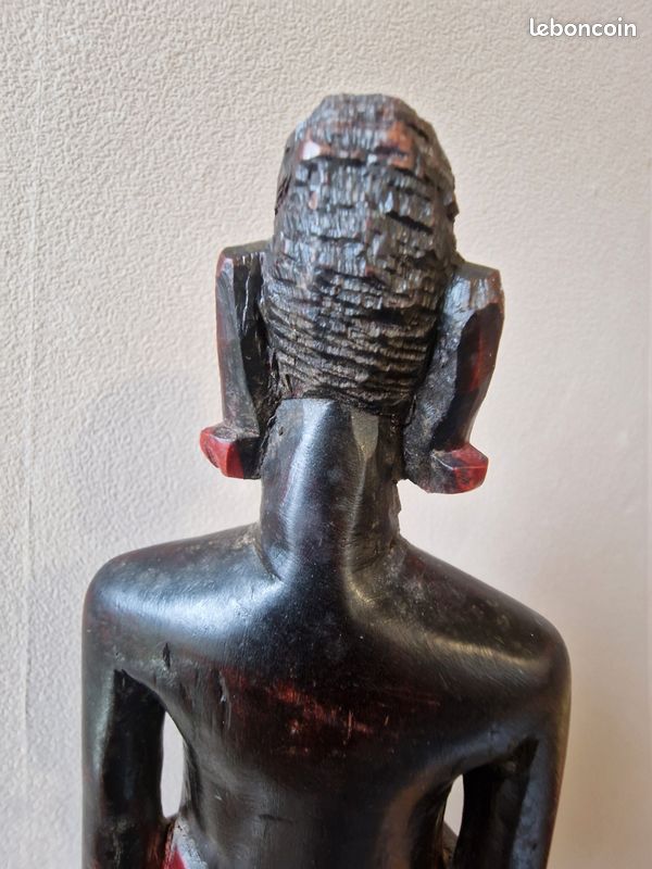 Statue africaine ancienne en bois sculpté – pièce artisanale vintage 31 cm déco ethnique (image 12)